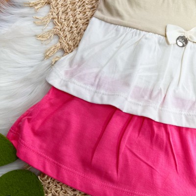 Vestido Três Marias com Lacinho - Areia, Off White e Pink